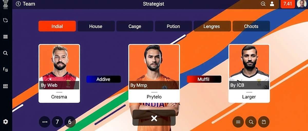 FIFA Mobile Strategist Team Management FIFA Mobile Strategist team management interface with Indian players